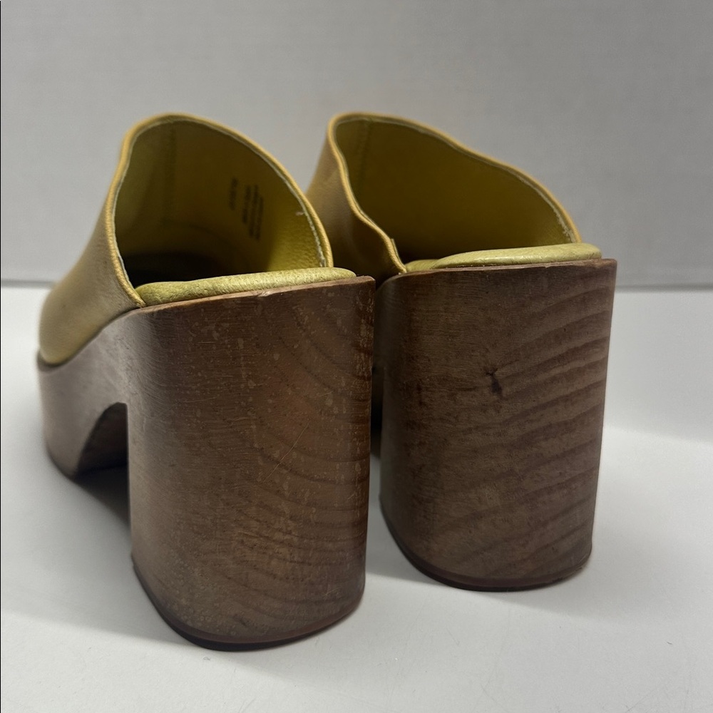 Free People Suki Platform Clogs High Heeled Open Back Shoes Yellow Size 38 / 8 - Picture 4 of 11
